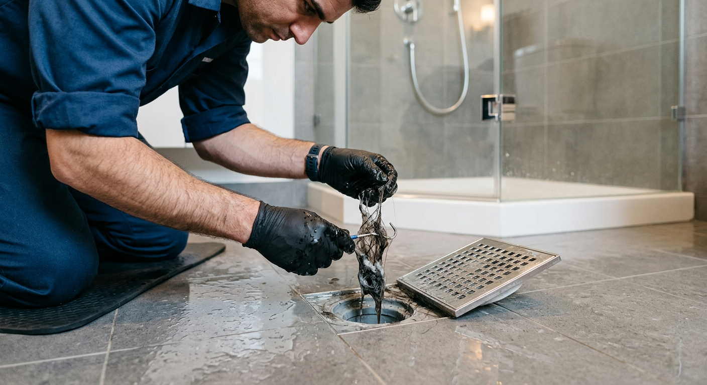 Débouchage de douche bouchée par un plombier à Cergy