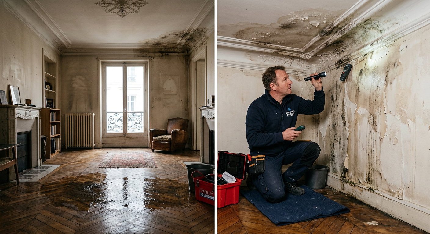 Intervention urgente dégât des eaux dans un appartement à Cergy