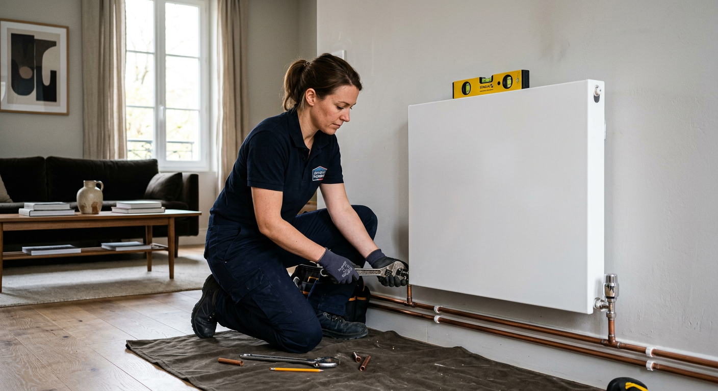 Installation de radiateur et robinet thermostatique à Cergy