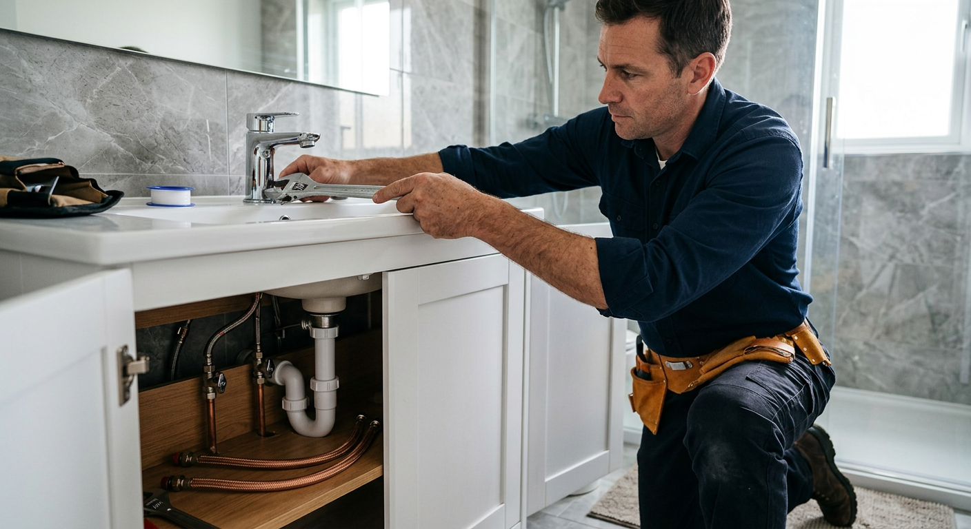 Pose de mitigeur chromé par un plombier à Cergy